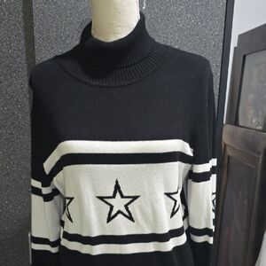ANTONIO MELANI Black and White Star Turtleneck Sweater